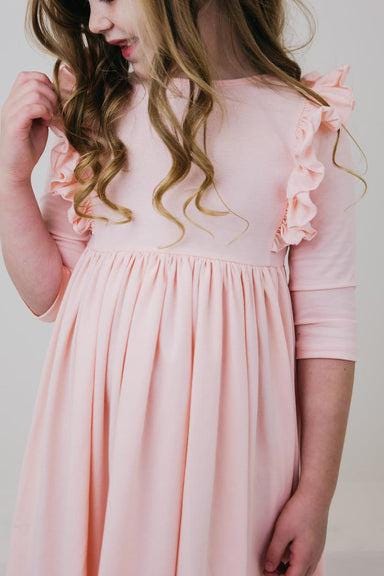 Petal Pink 3/4 Ruffle Twirl Dress
