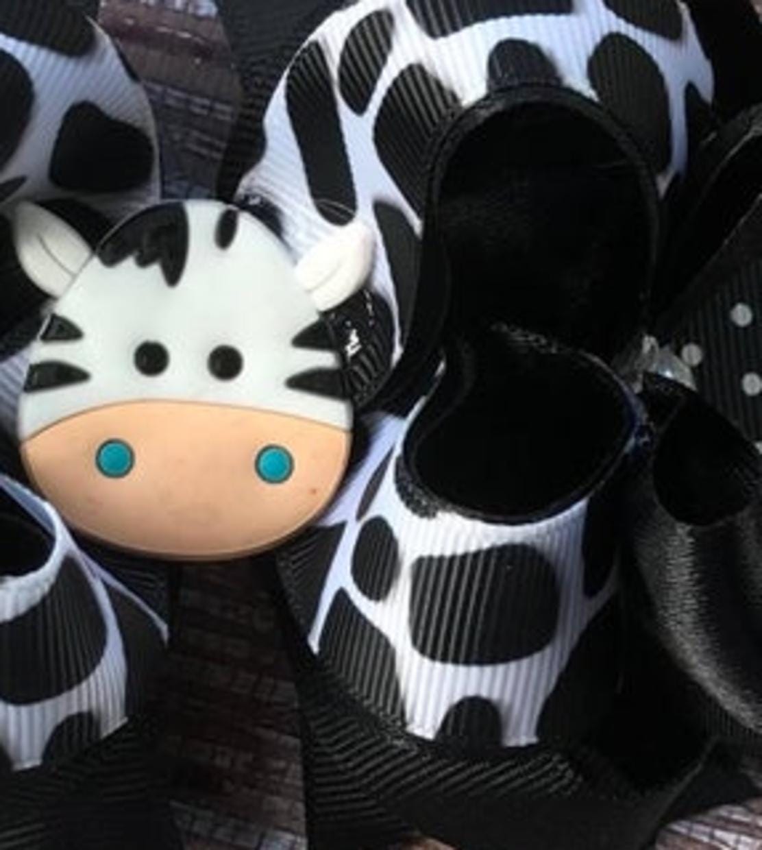 Handmade Girls Cow Print OTT Hair Bow