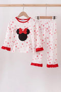 Minnie mouse applique red polka dot pants set