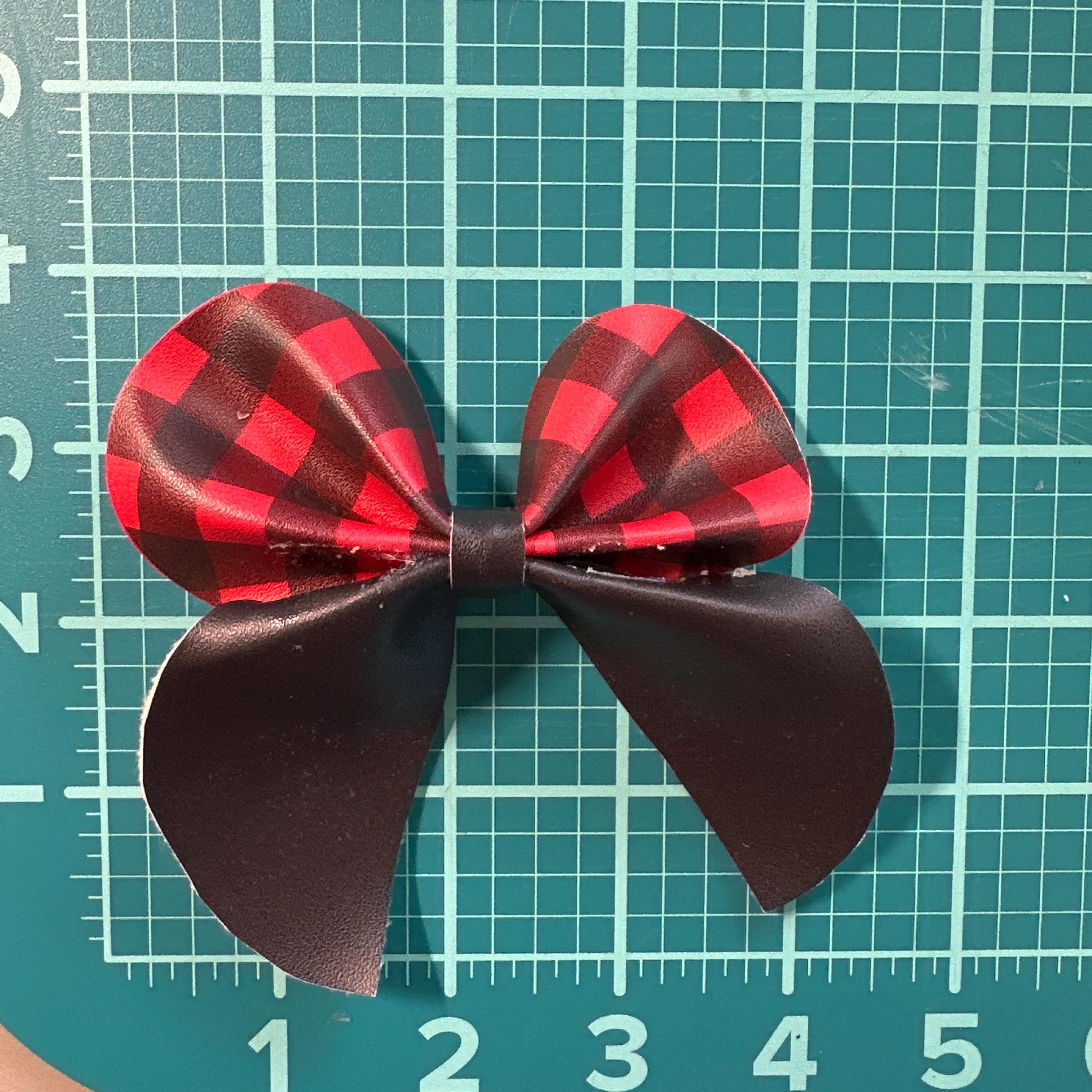 Red Buffalo Plaid Bubble Sailor Faux Leather Hair bows