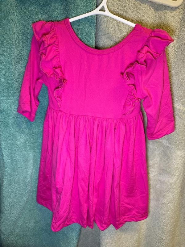 Hot Pink 3/4 Ruffle Twirl Dress