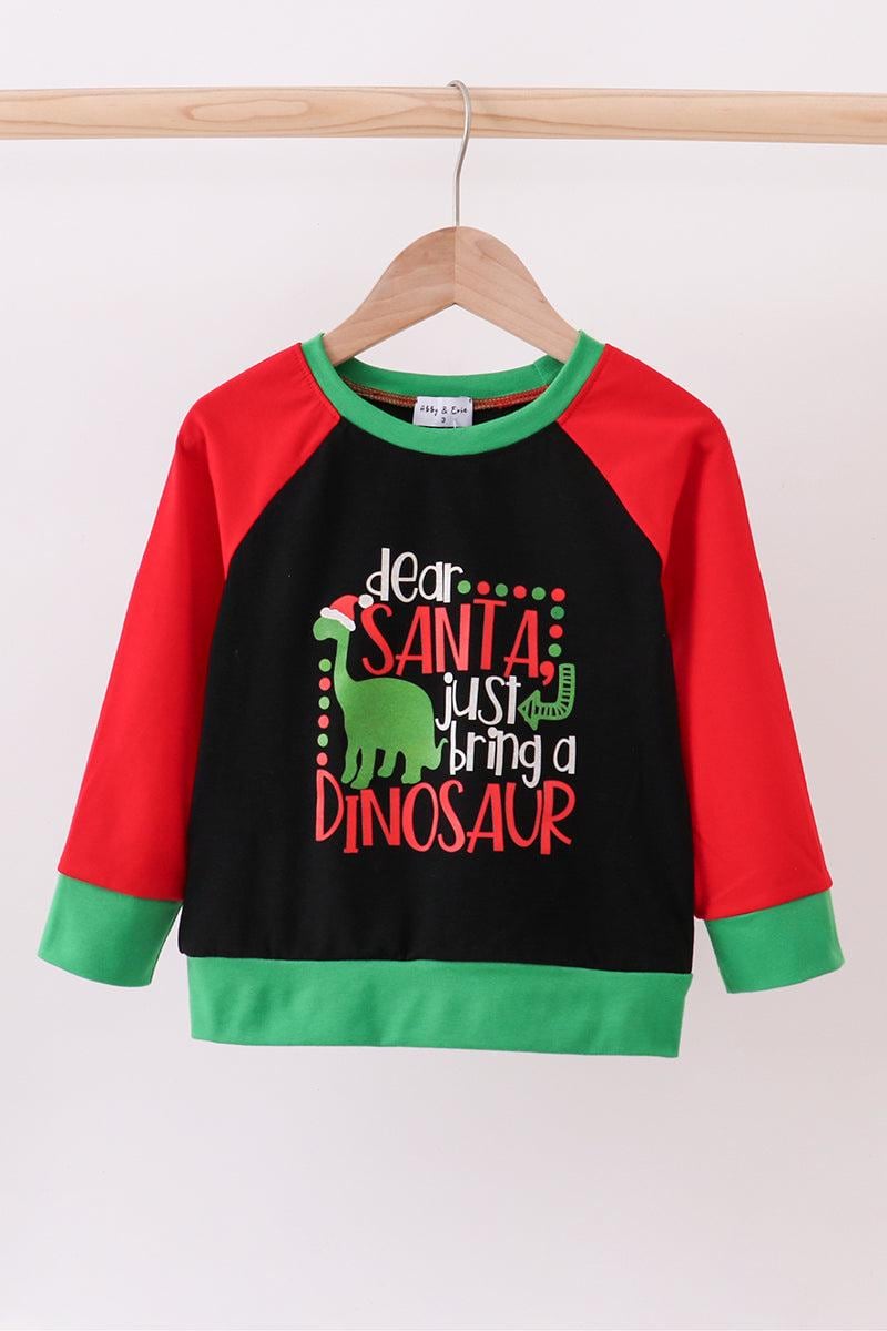 Black dinosaur print top